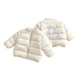 thumbnail image 5 of Kids' Stand Collar Zip Puffer Jacket, Bear Applique On the Back and Padded Warm Construction, Side Pockets, Kids Winter Outerwear, 1‑8 Years, Toddler Jacket Beige 7-8 Years, 5 of 7