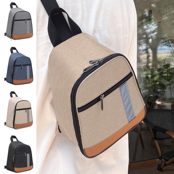 Portable Travel Lunch Box Bag with Thickened Aluminum Foil Insulation, Leak-Proof, Shoulder Strap, Large Capacity Ice Cooler Tote for Camping Picnic, Navy/Gray/Khaki