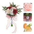thumbnail image 6 of Holding Flowers Wedding Flower, Ongmies Artificial Rose Flower Bouquet – Faux Floral Wedding Decor with Greenery & Petals for Outdoor Bridal, 1 Wedding Bouquet, 6 of 8