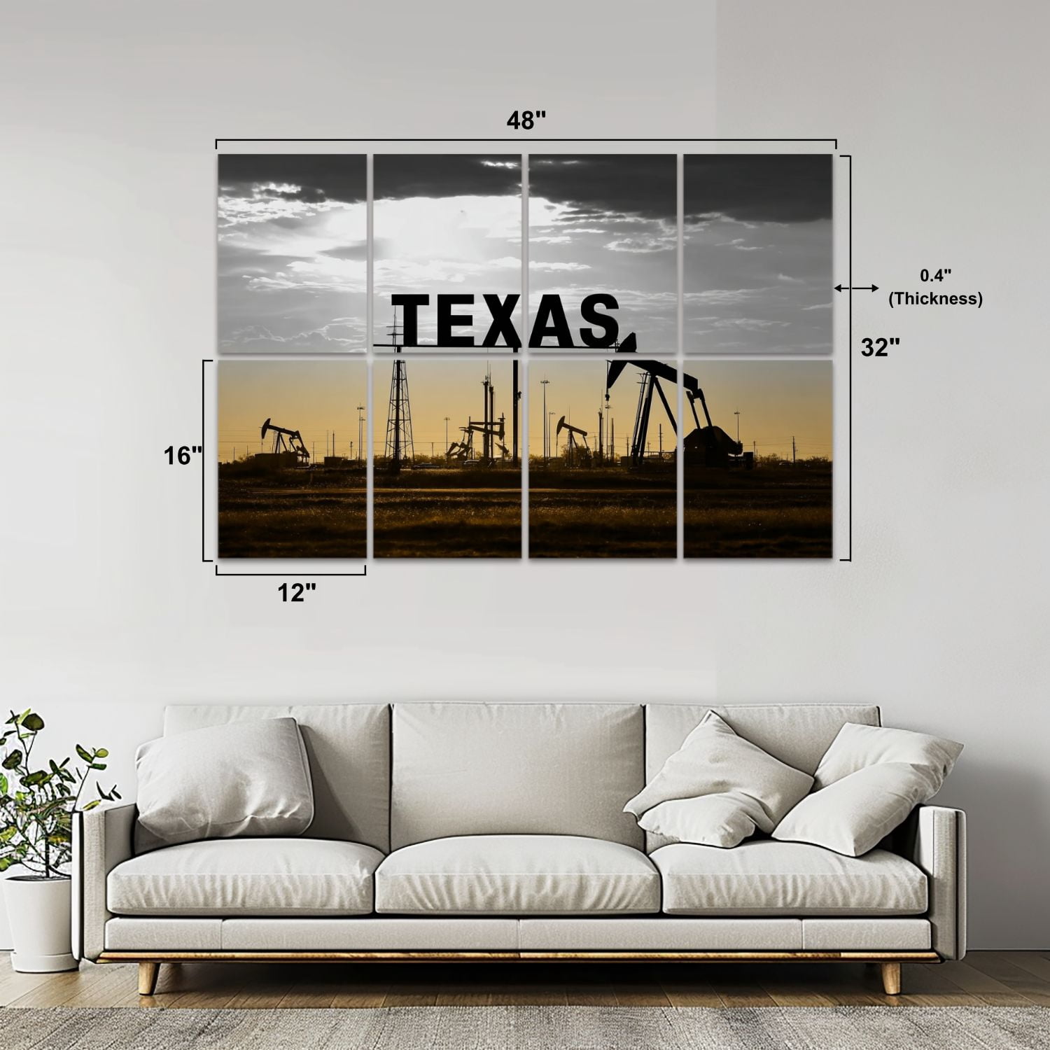 8 Pack Art Acoustic Panels Sound Absorbing oil field Texas Decorative Soundproof Wall Panels Self Adhesive for Nursery Game Room Bedroom 48"x32"