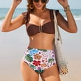 thumbnail image 6 of Delconic Women Ruffle Sleeve Two Piece Bikini Set High Waist Floral Print Swimsuit Flutter Strap Swimwear Top and Bottom, 6 of 6
