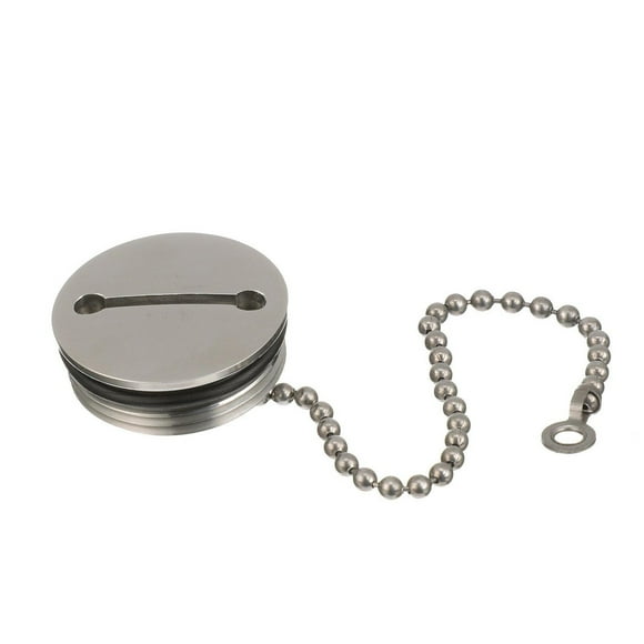 Attwood Bouchon de Remplissage pour Pont de Bateau Marin 66074-3 pour Essence/diesel/eau Ou Déchets; Tuyau de 1-1/2 Pouce de Diamètre Intérieur; Poli; Acier Inoxydable; avec Chaîne