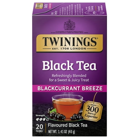 Twinings Premium Blackcurrant Breeze Black Tea, 20 Tea Bags