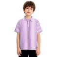 thumbnail image 6 of CCRFTGI Polo Shirts for Kids Girls Size 10-12 Striped Shirt Short Sleeve Polo Shirts School Uniform Athletic Sport Lapel Button Collared Polo Summer Tops Purple 9-10 Years, 6 of 7