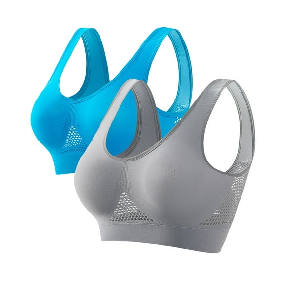 yillto 2 Pack Womens Plus Size Sport Bra Padded Workout Yoga Gym Breathable Cami Bralettes S-5XL