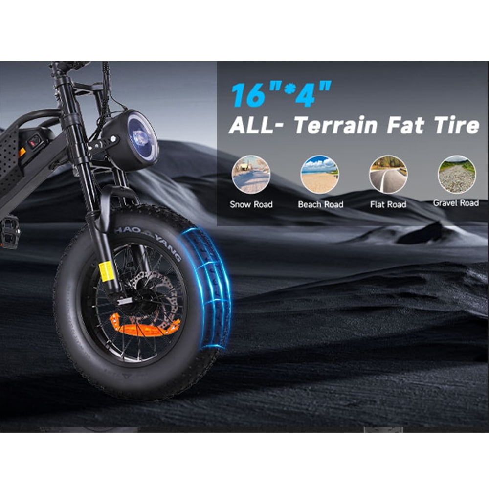 Spacewalk 16" Fat Tire Electric Bike – 750W Motor, 21.7MPH, 48V 15Ah Removable Battery, Compact Ebike for 4'10" to 5'5" Riders