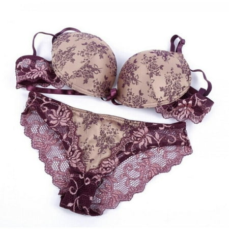 

Clearance!Women s Thin Lace Floral Underwear Push Up Bra Sets & Panty 32/34/36/38 B C