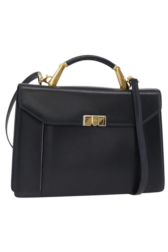 Pre-Owned Bally Vintage Handbag Leather Navy Leather Handbag