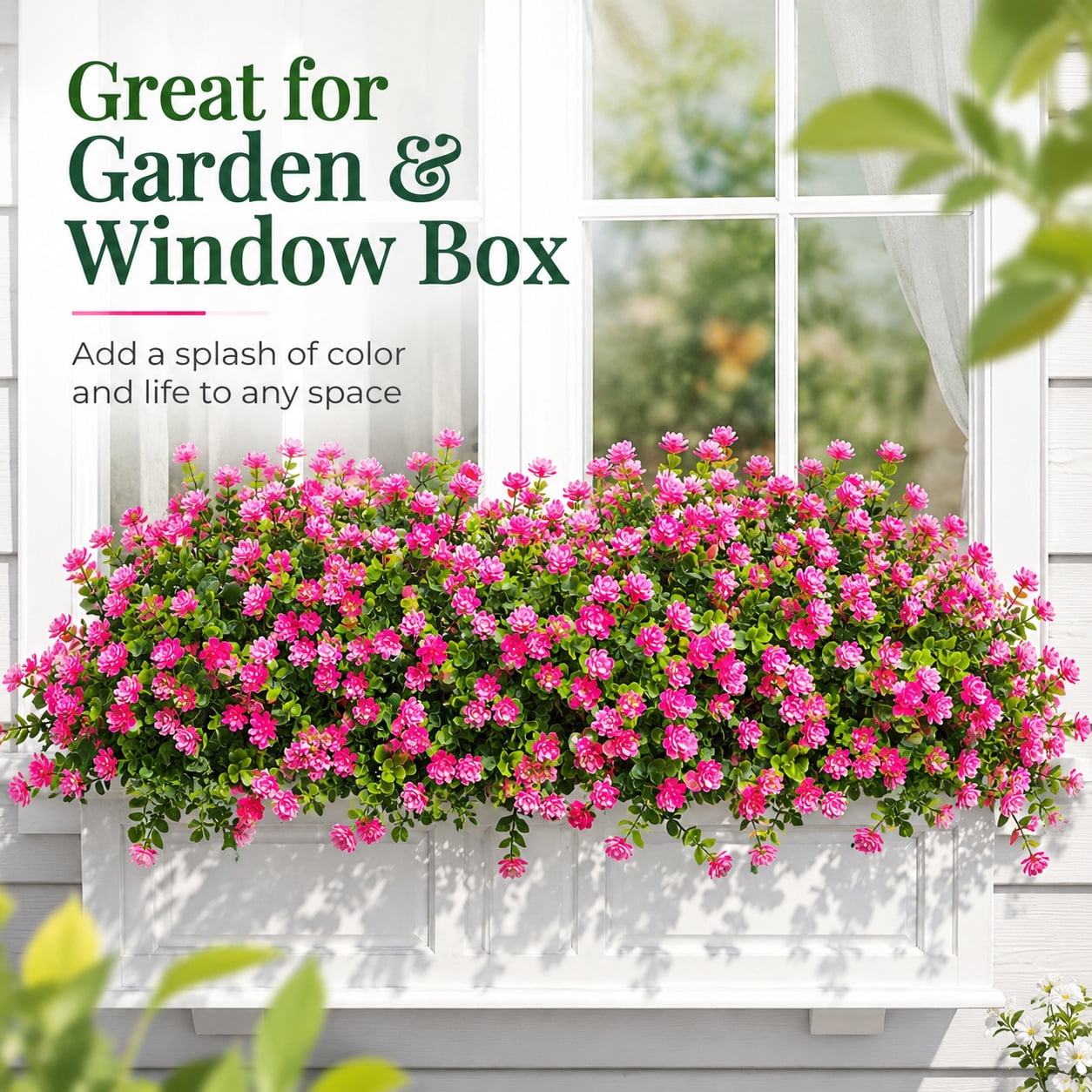 10 Bundles Artificial Fake Flowers, Faux Outdoor Plastic Plants UV Resistant Shrubs Outside Indoor Decorations