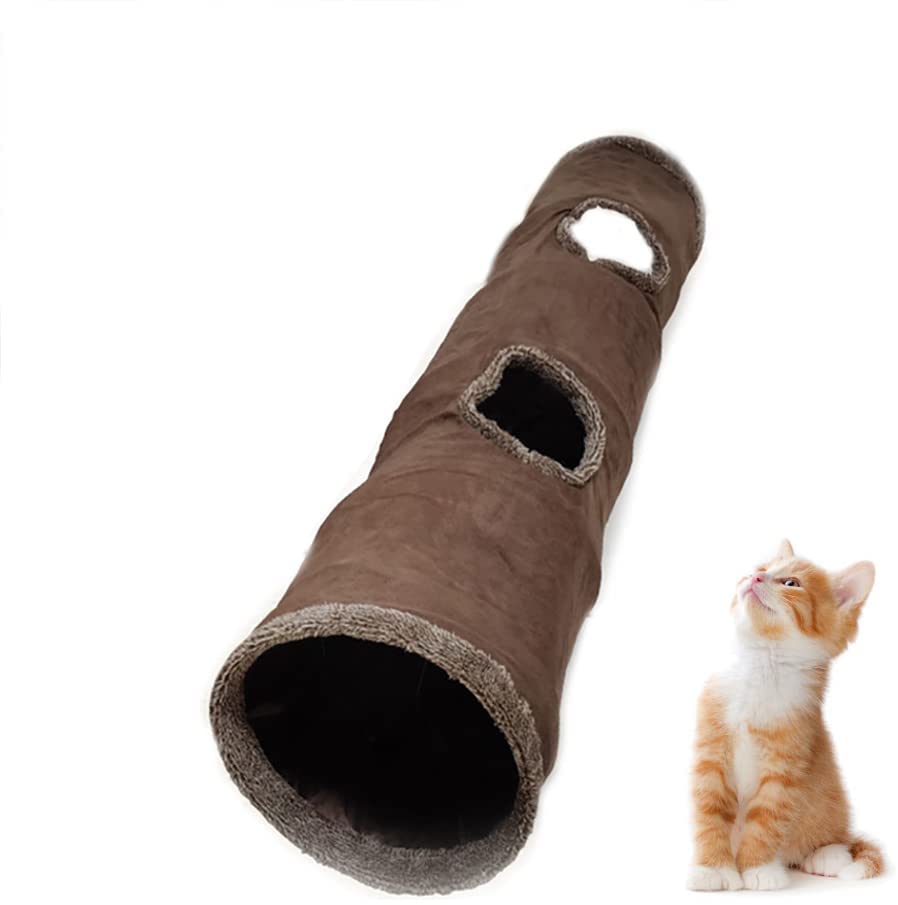 Merbary Suede pet tunnel, pet toys, foldable tunnel, plush cat tunnel