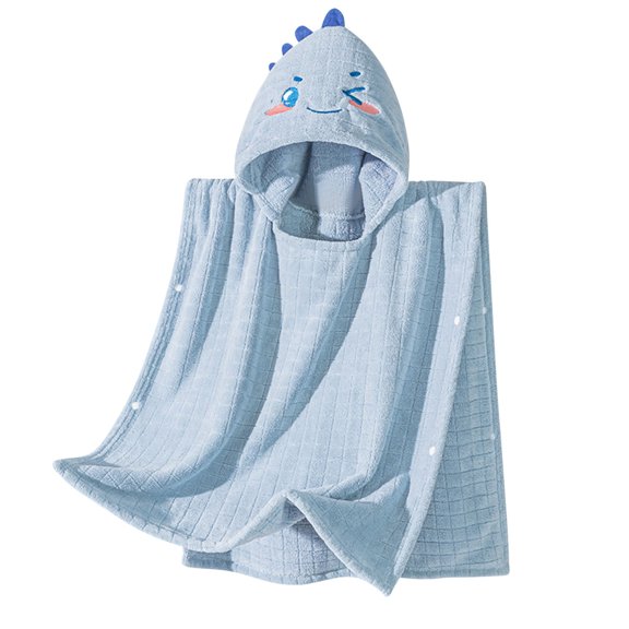 Nilvkv Kids Towel Poncho, Hooded Towels for Kids, Hooded Print Terry Cloth Towel Poncho for Bathing Blue S