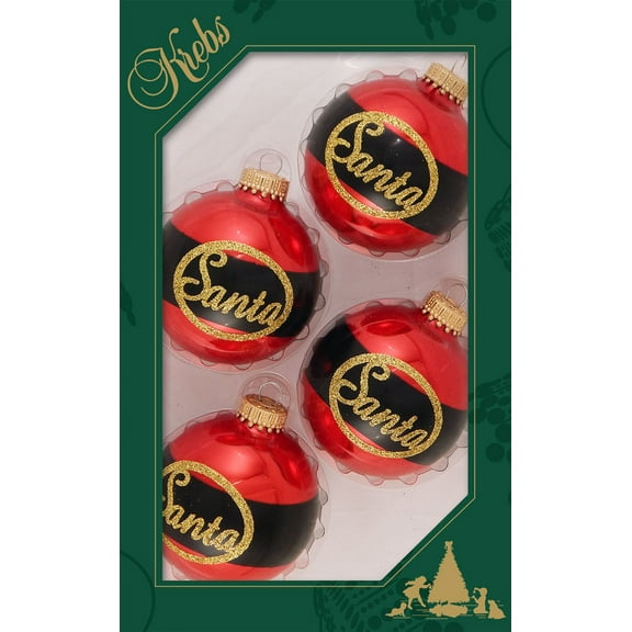 Glass Christmas Tree Ornaments - 67mm/2.63" [4 Pieces] Decorated Balls from Christmas by Krebs Seamless Hanging Holiday Decor
