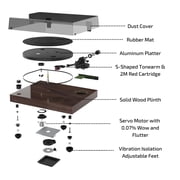 Fluance RT83 Reference High Fidelity Vinyl Turntable Record Player with Ortofon 2M Red Cartridge, Speed Control Motor, High Mass MDF Wood Plinth, Vibration Isolation Feet - Bamboo