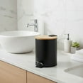 thumbnail image 7 of Black Trash Can with Bamboo Lid and Pedal, 2.5L Capacity, 7 of 7