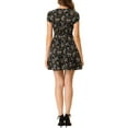 thumbnail image 4 of INSPIRE CHIC Women's Floral Crossover V Neck Petal Sleeves Belted Dress XS Black Flower, 4 of 9