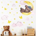 thumbnail image 1 of Lindos adhesivos de pared de oso durmiendo, románticos adhesivos de pared de nube rosa, luna creciente, dulces sueños, para niños, bebés, hogar, habitación infantil, bricolaje, adhesivos decorativos., 1 of 5