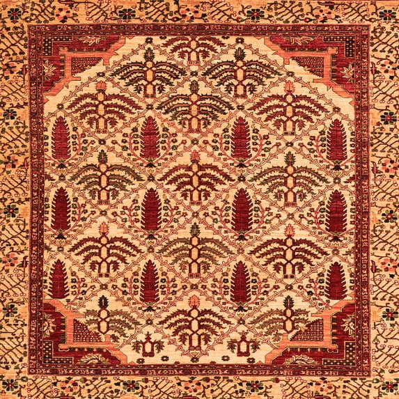 Ahgly Company Indoor Square Abstract Orange Modern Area Rugs, 6' Square