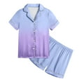 thumbnail image 2 of Godom Pajama Set for Kid Girls Satin Pajama Silk PJ Short Sleeve Sleepwear 2 Piece Nightwear, 2 of 5