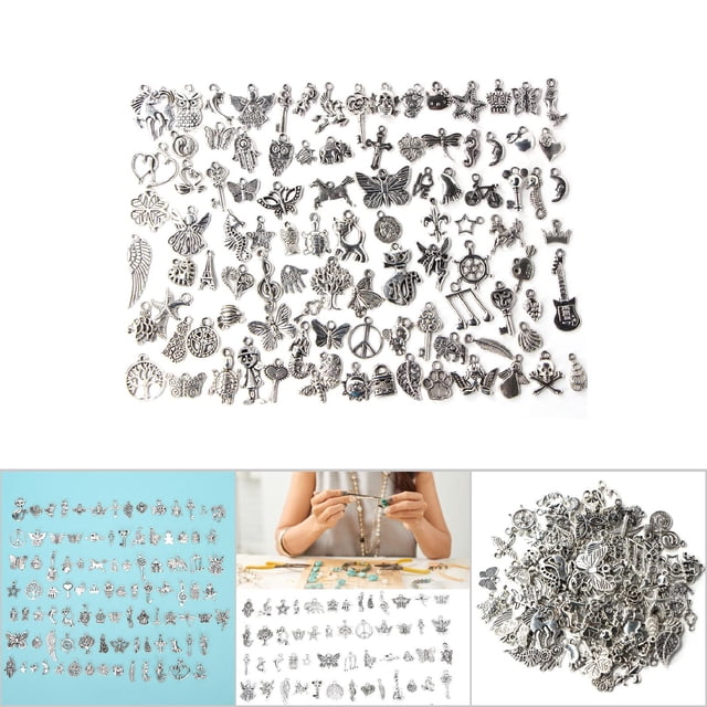 Handcraft Pendants Accessories, Beautiful Antique Durable Alloy Material 100 Kinds Styles, DIY Pendants Accessories, for Making Necklaces Making Bracelets