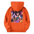 thumbnail image 3 of Moonsky Sudadera con capucha y cordón HUNTRX, estampado de grupo de chicas coreanas, jersey corto, suave y cómodo, top de manga larga para primavera y otoño. Naranja 100, 3 of 4