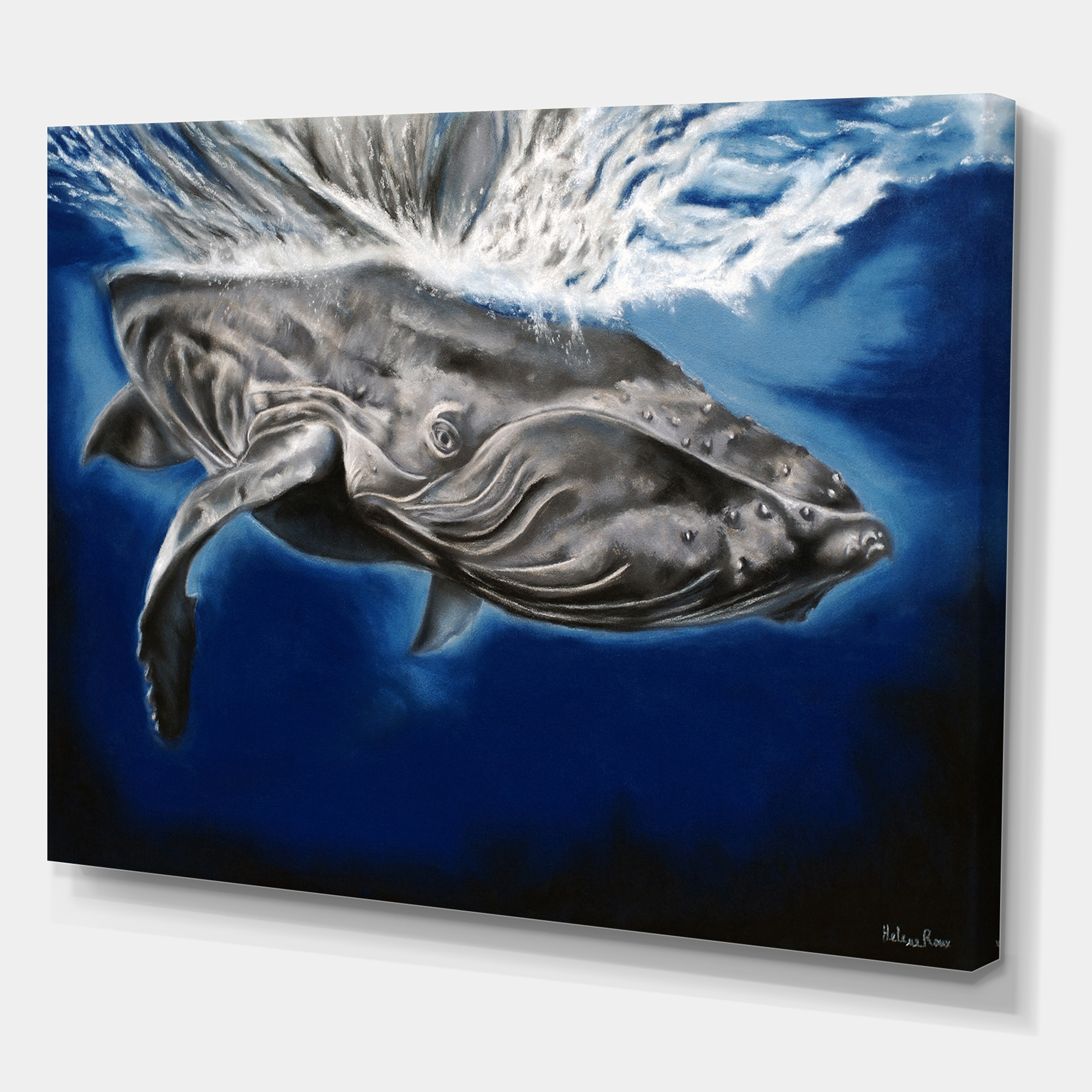 Designart ' Close Up Portrait Of A Humpback Whale ' Nautical & Coastal Canvas Wall Art Print