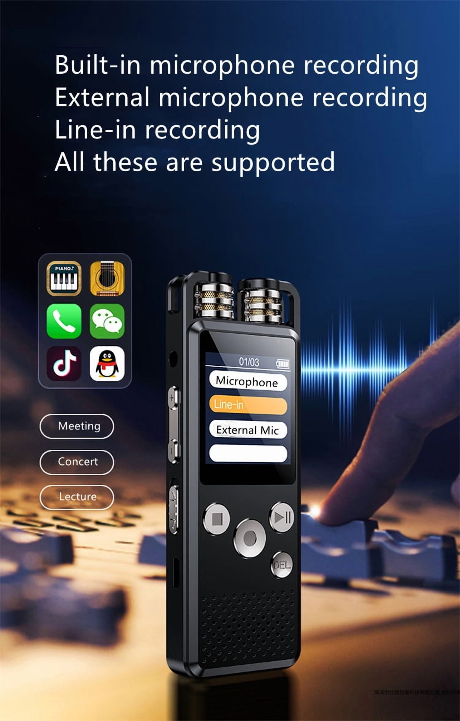 KP666 Professional Voice-Activated Mini Digital Clear Sound Recorder Pen PCM 1536KBPS Stereo Recording Dual Microphones Denoise Lecture Meeting Dictaphone