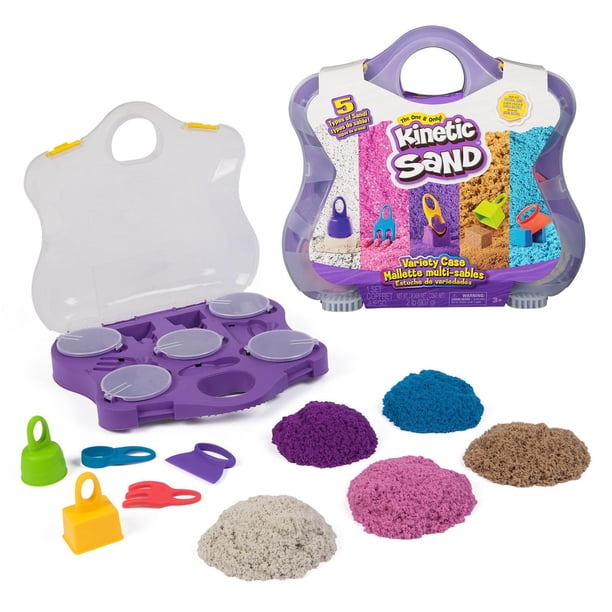 Kinetic Sand, Variety Case with Beach, Neon & Shimmer Play Sand