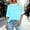 Light Blue, variant on Women's Spring Summer Clothing Plus Size T Shirts Loose Round Neck Short Sleeve Shirts Fashion Patchwork Color Base Layer Blouses Pullover