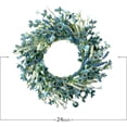 thumbnail image 3 of 24 Inch Spring Wreath Blue with Green Leaves Wreaths Blue Daisy Artificial Grains White Flower Wreath for Front Door Wreaths,Farmhouse Decor Indoor&Outdoor Wedding Wall Home Decor, 3 of 7