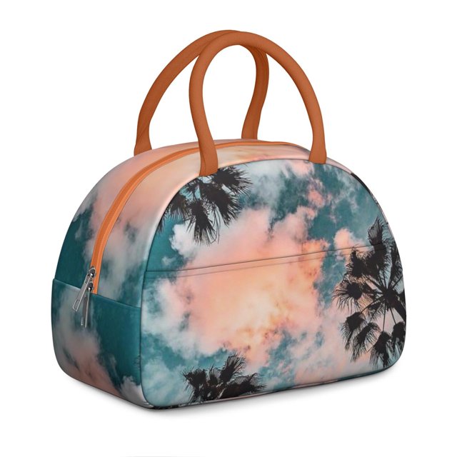 Jungle Leaves Lunch Bag, Insulated Cooler Tote with Tropical Plant Print, Ideal for Office, Picnic, and Vacation Use