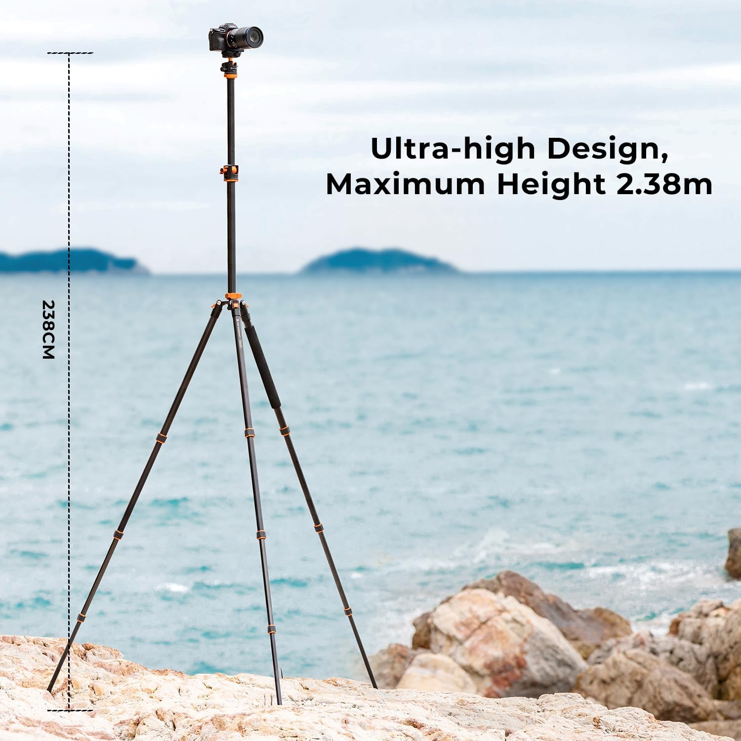 K&F CONCEPT 94" Overhead Camera Tripod aluminum video Tripod Transverse Center Column 22lbs/10kg Load with Detachable Monopod for DSLR SLR