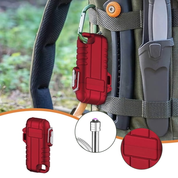 Mechero eléctrico antiviento USB recargable | Arco de plasma flexible de cuello largo | Soplete impermeable IP56 para acampar al aire libre | Acero inoxidable y plástico | Rojo, azul, negro, naranja