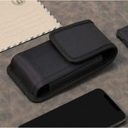 For Nokia C300 N155DL / Nokia G310 5G / Nokia G42 Nylon Canvas Fabric Waist Belt Holster Vertical Pouch Holds XL Phone Works with Thick Cases Universal Cover - Black