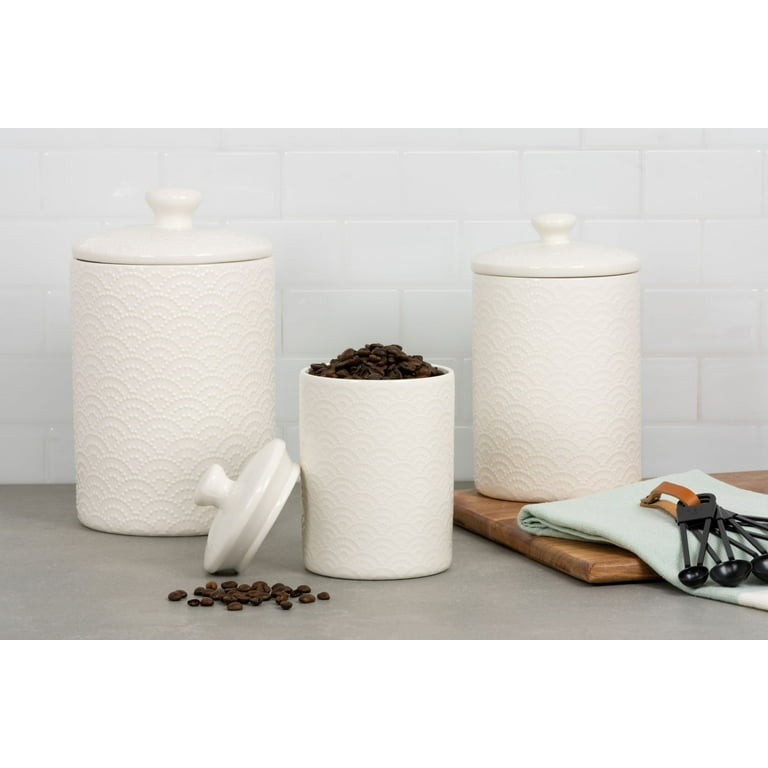 10 Strawberry Street Tide Embossed 3 Piece Ceramic Canister Set