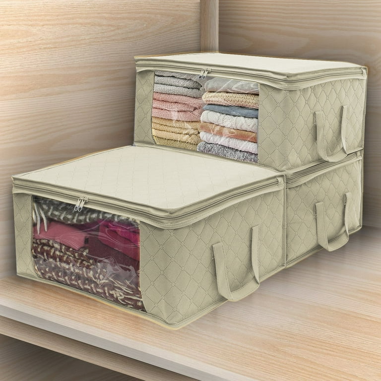 Sorbus 3 Section Foldable Storage Bag Organizers 2-Pack (Beige)