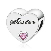 ROSIANNA 925 Sterling Silver Charm for Bracelets Sister's Love Heart Charms Women Bracelet Charm