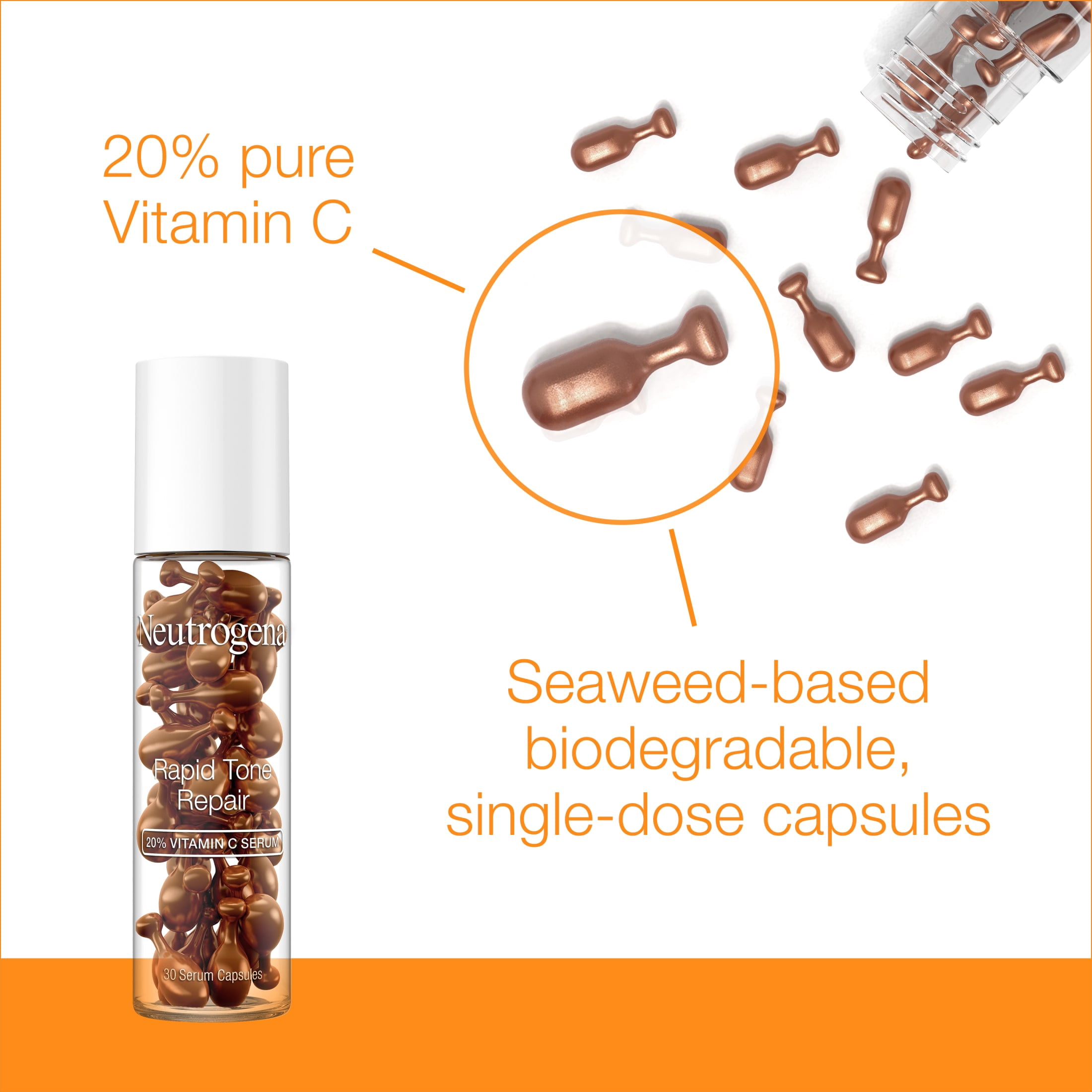 Neutrogena Rapid Tone Repair Brightening Vitamin C Face Serum, 30 Count