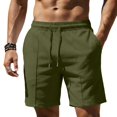 thumbnail image 4 of Yaoyar Mens Cotton Linen Shorts Casual Drawstring 7inch Inseam Shorts Summer Beach Wear, 4 of 5