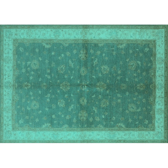 Ahgly Company Indoor Rectangle Oriental Turquoise Blue Industrial Area Rugs, 2' x 5'