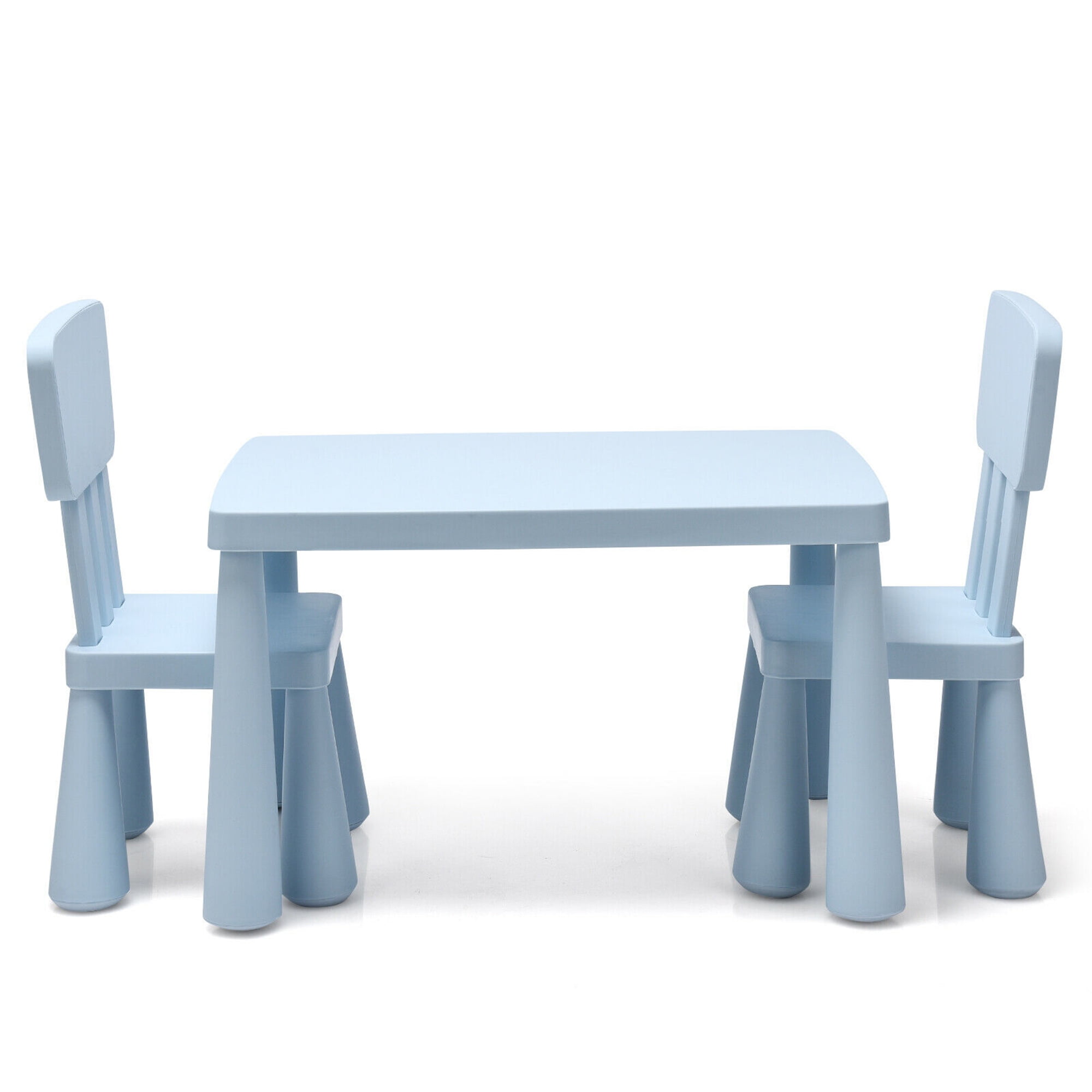Gymax Kids Table & 2 Chairs Set Toddler Activity Play Dining Study Desk Baby Gift Blue