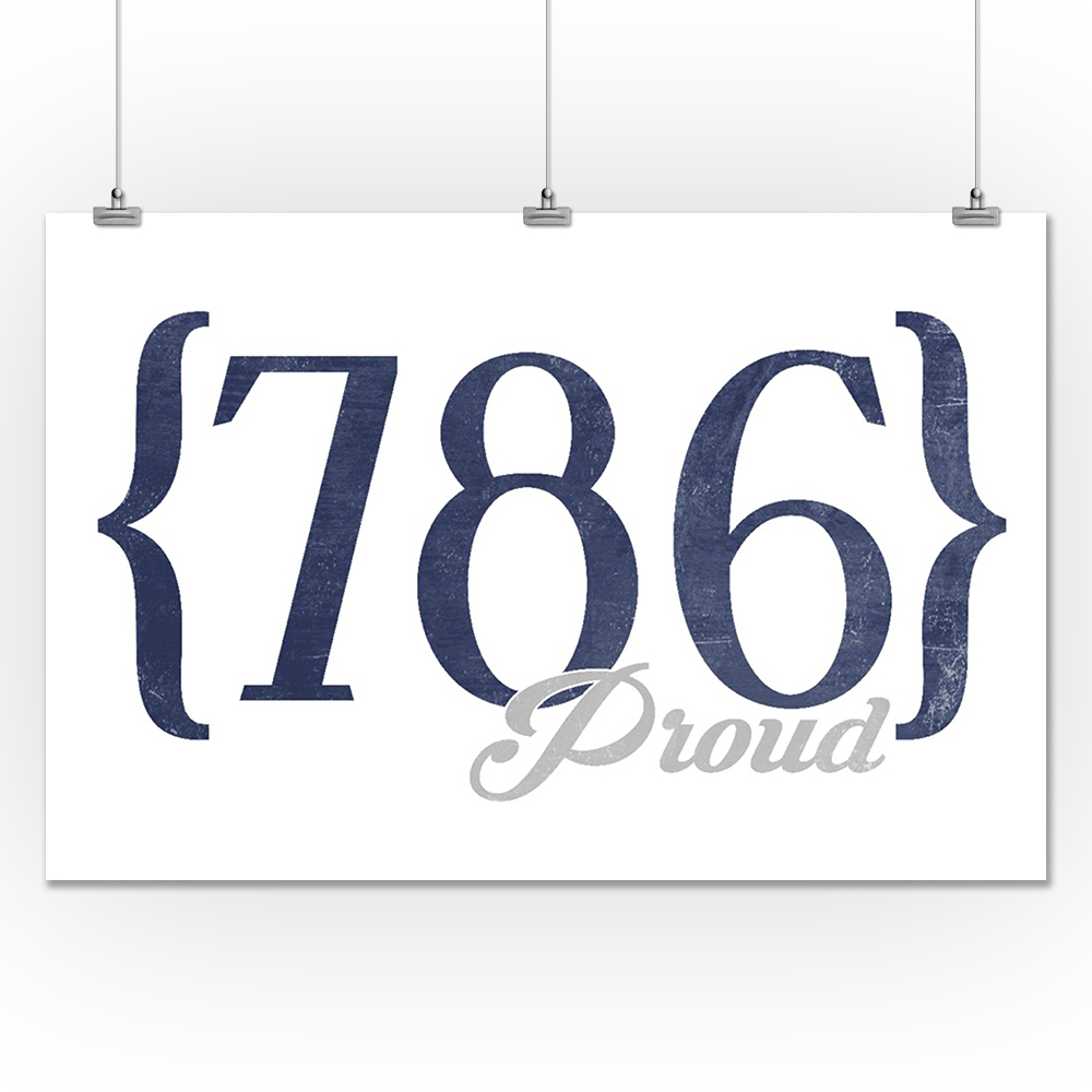 Miami Florida 786 Area Code Blue Lantern Press Artwork 24x36 miami-florida-786-area-code-blue-lantern-press-artwork-24x36