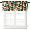 thumbnail image 1 of Mid Century Valance,Yellow Orange Grey Color Block Abstract Geometry Curtain Valance Rod Pocket, Modern Art Small Window Curtains for Kitchen Bedroom Living Room 1 Panels W54xL18in, 1 of 6