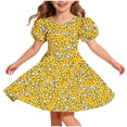 thumbnail image 2 of Amidoa Girl Dresses Twirl Short Sleeve Skater A-Line Dress Summer Casual Sundress for Kids Yellow Size 7, 2 of 7