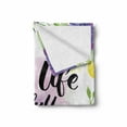 thumbnail image 2 of Lifestyle Soft Flannel Fleece Throw Blanket, Live Life in Full of Blooms Words with Floral Violets Print, Cozy Plush for Indoor and Outdoor Use, 70" x 90", Purple and Yellow, by Ambesonne, 2 of 6
