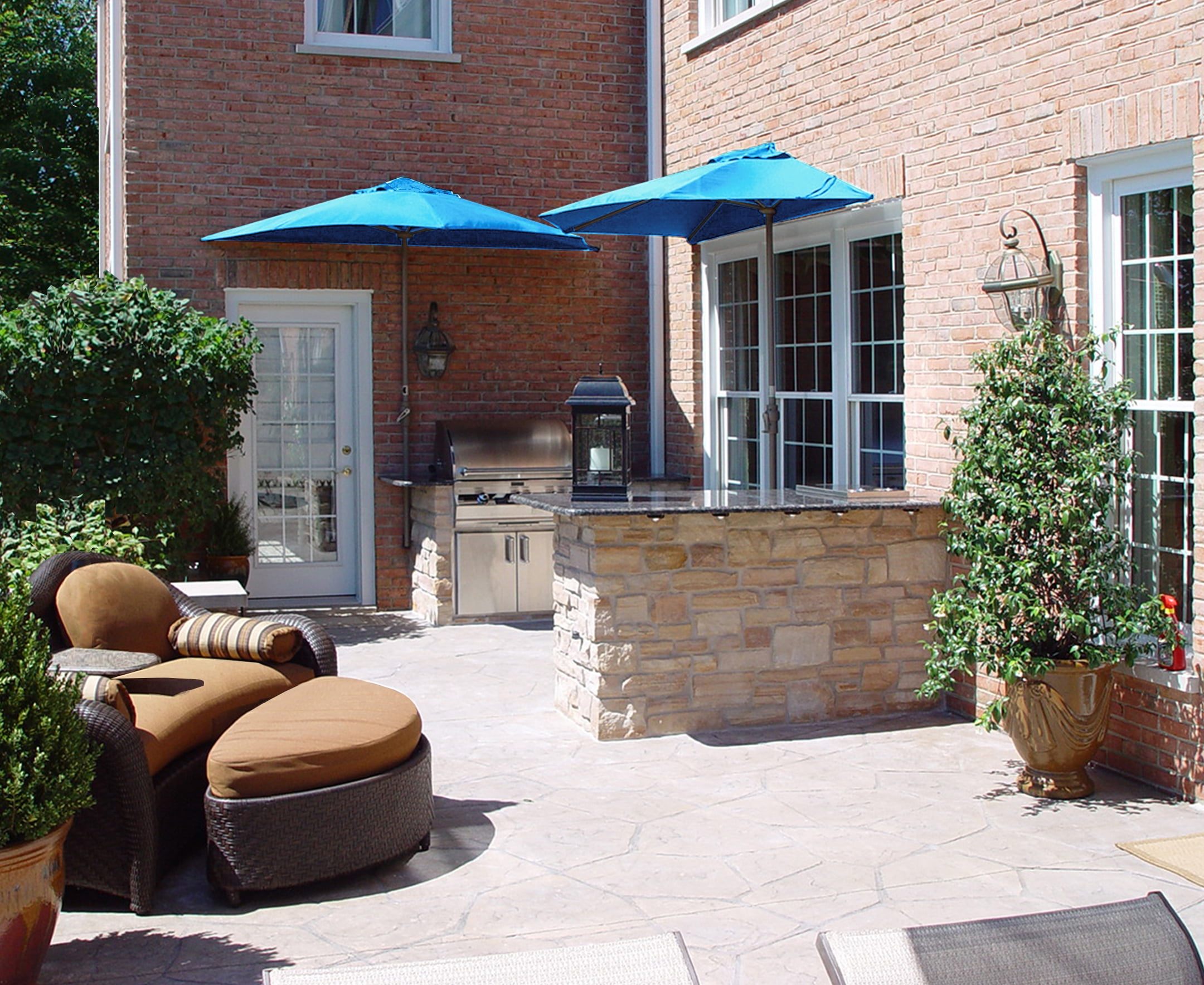 Off-The-Wall Brella 7.5' Half-Umbrella with Olefin Fabric Canopy