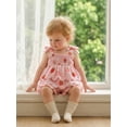 thumbnail image 6 of BemeyourBBs Toddler Baby Girls Strawberry Outfit Infant Baby Girl Summer Clothes Cute Strawberry Floral Print Strap Sleeveless Smocked Tank Vest Tops and Ruffled Shorts Set, 6 of 9