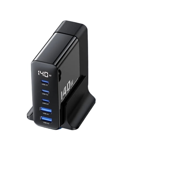 140W USB Charger Multi Port Charging Station GaN Fast Charge Desktop Type C Power Adapter LED Display ,Universal Compatibility