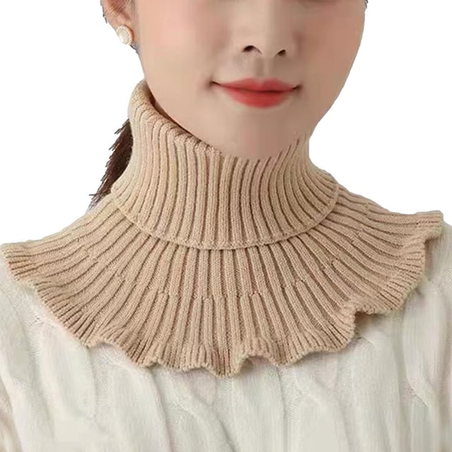 Womens Turtleneck Ribbed Knitted False Collar Ruffles Wrap Scarf Lot J8 X6X1