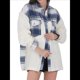 thumbnail image 2 of Chaqueta de Franela Abotonada de para Mujer, con Solapa Afelpada, Larga, Blusa A Cuadros, Otoño Azul M, 2 of 9