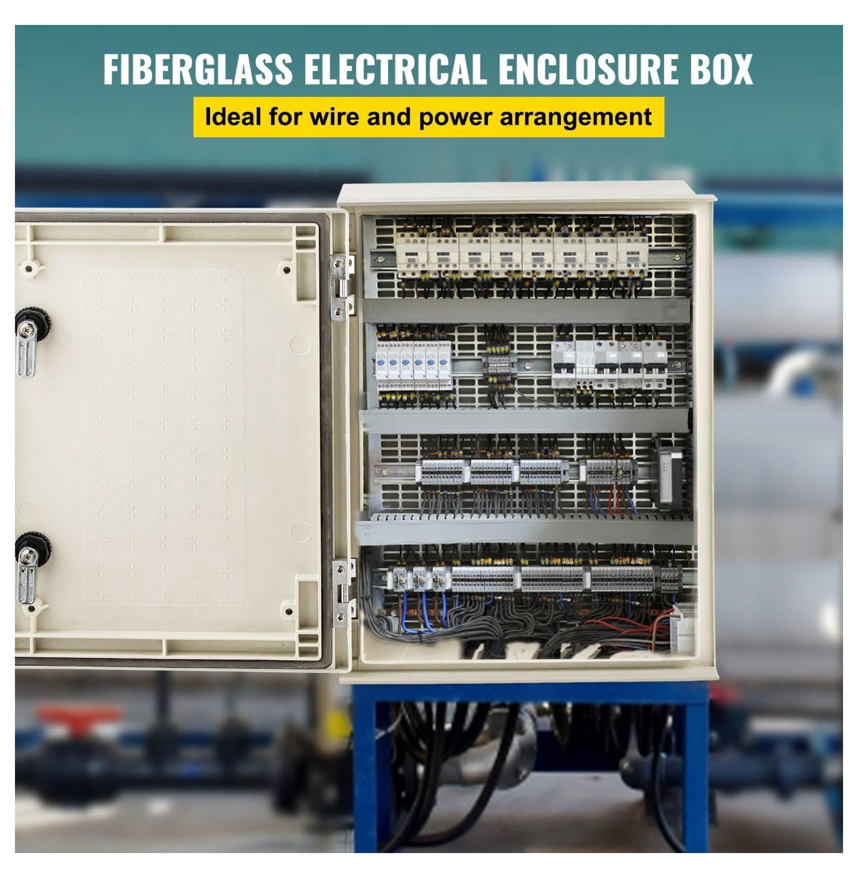 NEMA 4X Fiberglass Electrical Box 16x12x8'', IP66 Waterproof Enclosure, Outdoor Indoor Junction Box with Mounting Plate, 15.7x11.8x7.9 inch